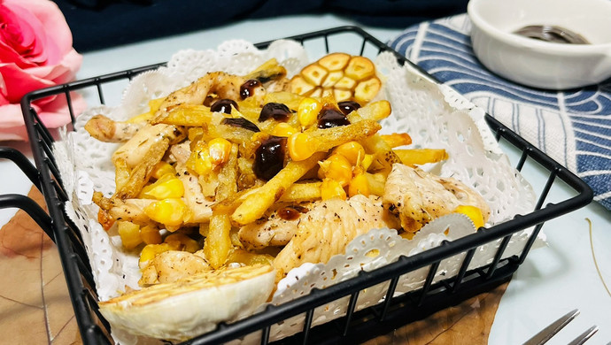 Chicken Chops, Chips and Corn Salad